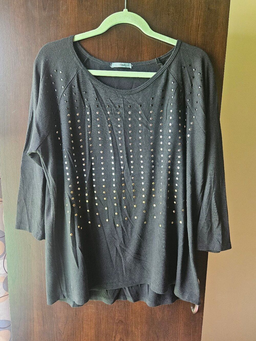 Maurices Black Long Sleeve Top with Stud Detailing